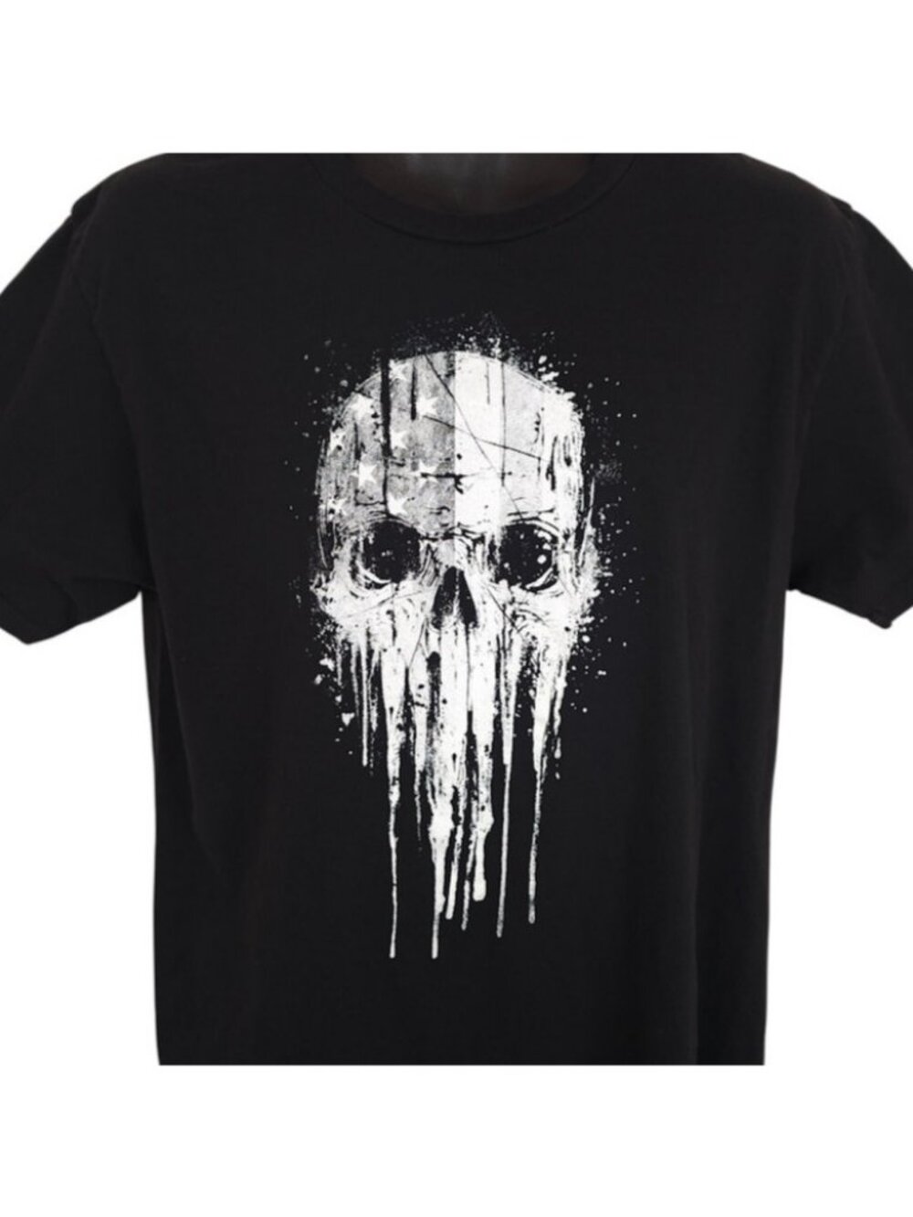 Howitzer Skull Drip T Shirt Mens Size Large Black American Flag Patriotic
